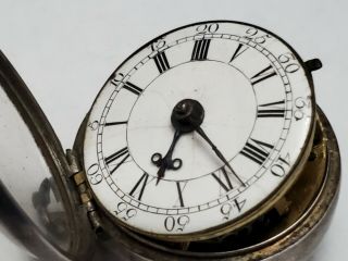 Very Early 1800 ' s Fusee Pocket Watch in Sterling Silver Pair Case 6