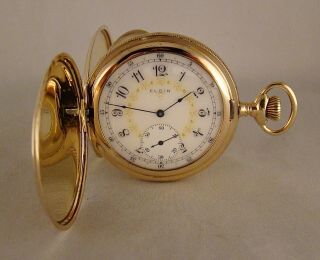 103 Year Old Elgin 17j 10k Gold Filled Hunter Case Fancy Dial Great Pocket Watch
