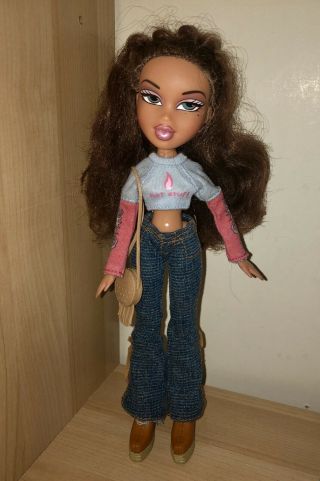 Bratz Yasmin Doll With Brown Hair And Green Blue Eyes,  Outfit And Accessories