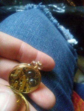 gold pocket watch solid 18k gold casing with tiny brazillian cut diamonds 3