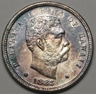 1883 Hawaii Silver Dime Choice Almost Uncirculated Au,  Hawaiian 10c Type Coin
