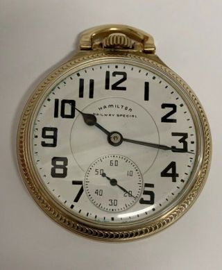 1953 Hamilton 21 Jewel Grade 992b 16s Railway Special Pocket Watch Running