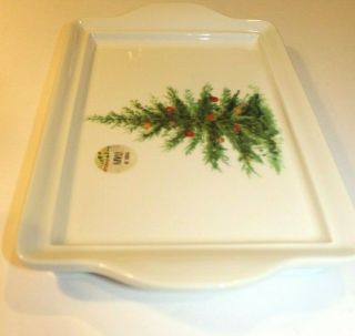 VALORI HOME ValoriHome Christmas Tree Serving Tray Italy Hand Crafted Ceramic 3
