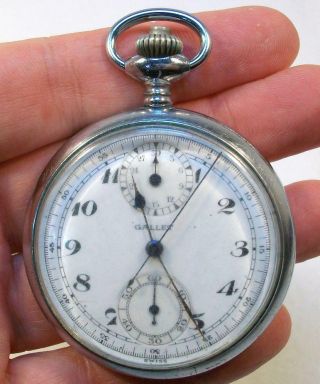 Vintage Signed Gallet Stop Watch Chronograph Pocket Watch -
