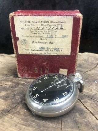 Elgin Military Ww2 Type A - 8 Watch Navigation W/original Box 1942