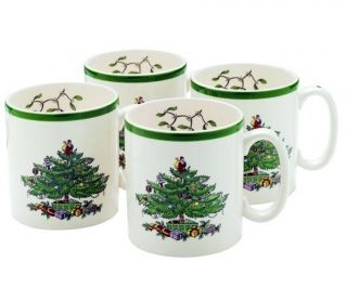 Spode Christmas Tree Mug Set Of 4,  9oz