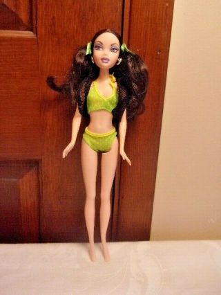 Mattel My Scene Barbie Doll Nolee In Green Swimsuit Black Hair Brown Eyes