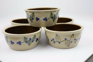 Beaumont Brothers Pottery Bbp Stoneware Bowls,  Set Of 5; 6 3/8 X 2.  5 " Blue Berry