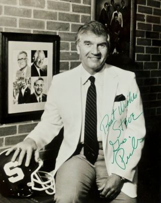 George Perles (michigan State Head Coach) Autographed Photograph B & W 8 X 10