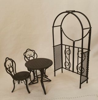 Dollhouse Miniature 1:12 Black Metal Patio Table Trellis