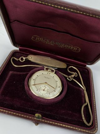 Vintage Jules Jurgensen 14k Gold Filled Masons Pocket Watch Chain & Knife