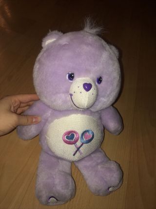 2002 Care Bears 13 " Share Bear Purple Plush Stuffed Animal