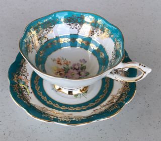 Royal Standard England Bone China Tea Cup And Saucer Blue Gold Pink Rose 1579
