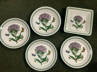 Portmeirion Botanic Garden Dinner Plates & Serving Bowl Dianthus Barbatus