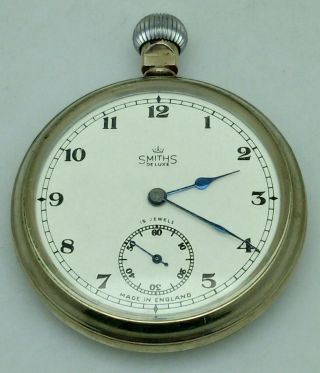 Smiths Deluxe Military Issue Vintage Pocket Watch With 15 Jewels 2
