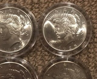1925 - 1926 Silver Peace Dollar Set Of 10 BU 5