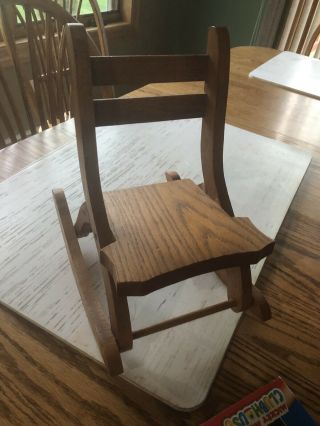 Small 9 " X 9” Oak Wooden Rocking Chair For Bear Or Doll Handcrafted Foldable