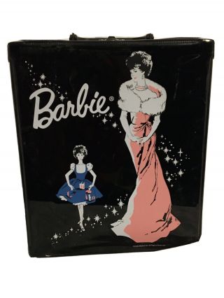 Vintage Barbie Doll 1962 Carrying Case: Ponytail Black Vinyl Pink Ball Gown
