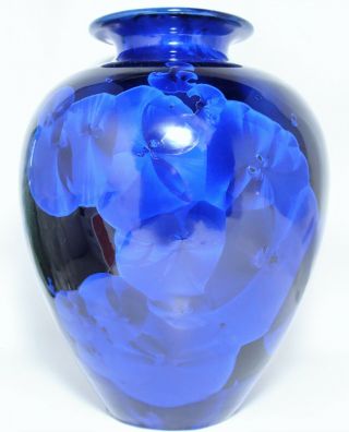 Manka Mankameyer Studio Art Pottery Vase Crystalline Cobalt Blue Glaze 1996