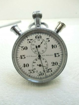 C.  L.  Guinand Locle/ Swiss Split Second Stop Watch,  Timer 7 Jewels,  3 Dials
