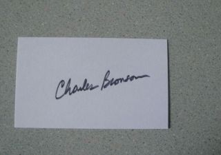 Charles Bronson Signed 3x5 Index Card Autograph
