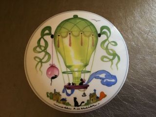 Villeroy & Boch Round Porcelain Trinket Box “le Ballon“ Cats & Hot Air Balloon