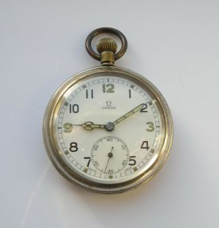 Ww2 Omega Military Issue Pocket Watch.  Gstp Y15010.  Swiss Made.  With Tin Box.