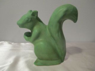 Vintage Unmarked Mccoy? Green Pottery Squirrel Planter Vase 5 3/4 " Tall