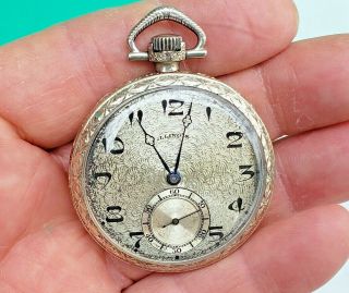Vtg C1925 Art Deco Illinois 14k White Gold Filled Case 12s Mens Pocket Watch