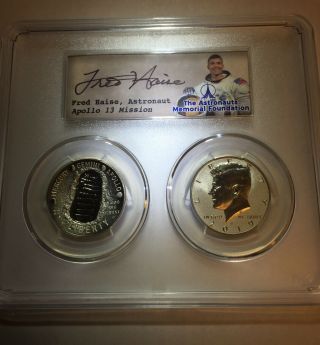 2019 Apollo 11 50th Anniversary Half Dollar Set Fred Haise Autograph Coin Pr70