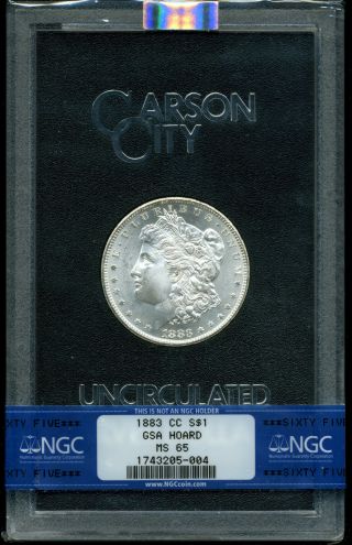 1883 - Cc $1 Morgan Silver Dollar Ms65 Ngc Gsa Hoard 1743205 - 004 &