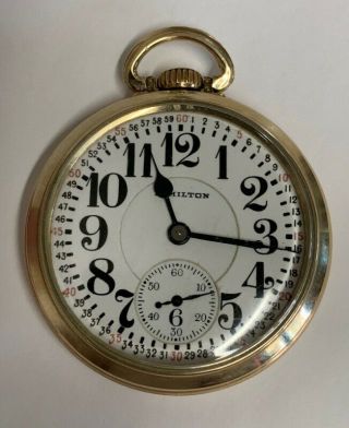 1930 Hamilton 21 Jewel Grade 992 16s Pocket Watch Running Monty Dial Gold Fill