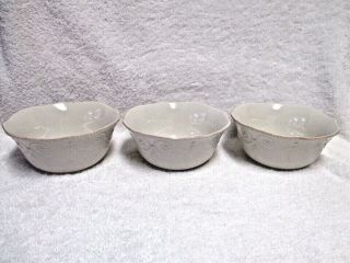 Lenox French Perle White Cereal Bowl 6 1/2 " Round Scalloped Swirl Pristine Set 3