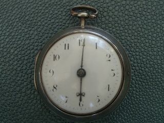 Verge Fusee Sterling Silver English Pocket Watch " E.  Chapman " London 54mm