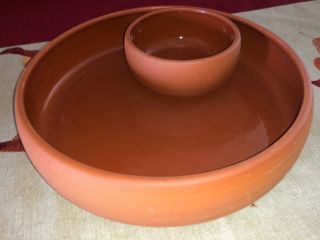Bortner And Bortner Pottery Red Clay Chip And Dip Bowl.