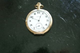 Waltham Usa Pocket Watch 14k Gold 15 Jewel Open Face A.  Aw.  Co