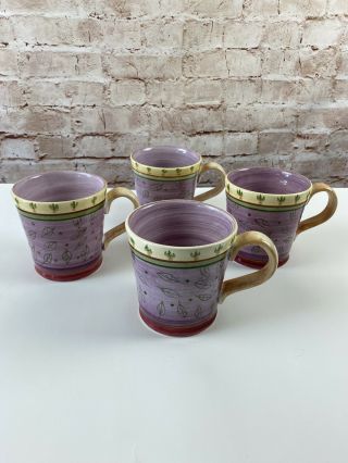 Culinary Arts Studio Julie Ingleman Designs Set Of 4 Leaf Pattern Coffee Mug