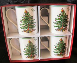 Spode Christmas Tree Mug Set Of 4,  12 Oz