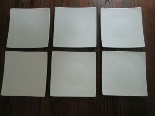 Fitz And Floyd Nevaeh White Set Of 6 Hard Square Dinner Plates.  10 1/2 " More