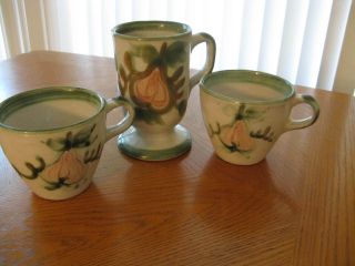 John B.  Taylor Louisville Stoneware (2) Coffee Mugs & Footed Mug Harvest Pear 3