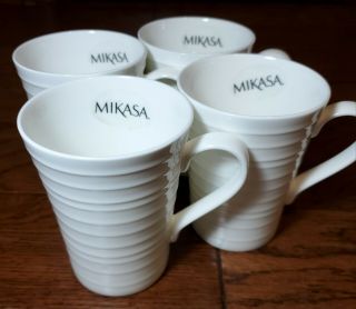 Mikasa White Ciara Mug Set/4 Coffee Cup Bone China Fast Ship