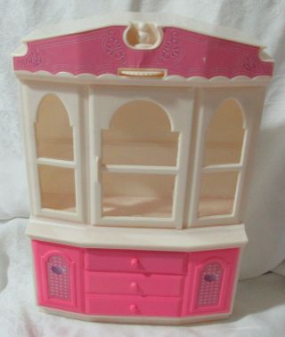 Goldlok Barbie Size China Cabinet Display Hutch Dining Room Kitchen Accessory