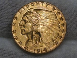 Xf 1914 - D Gold $2.  50 Indian Head Quarter Eagle.  2