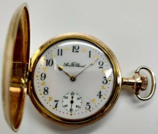 Vintage South Bend Grade 212 17 Jewel 16s Fancy Dial Pocket Watch Running