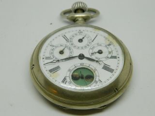 Antique Pocket Watch Perpetual Calendar Moon Phase 3