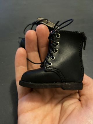 Combat Style Doll Black Boots Zipper 2.  5 X 1 Inch Dollzone S0614b Lumber Jack