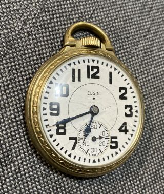 Elgin Pocket Watch 21 Jewels B.  W.  Raymond 10k Gold Filled Usa Runs 5 Positions