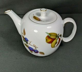 Vintage Royal Worcester Fine Porcelain Evesham Pattern 6 " H 4 Cup Teapot W Lid A