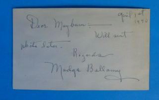 Madge Bellamy Signed Autographed Index Card White Zombie Bela Lugosi Co - Star