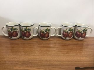 Set Of 5 Coffee Mugs Apples Casuals By China Pearl Fast Safe Ship